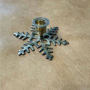 Restoration Hardware Classic Silverplate Snowflake Candle Taper Holder Vintage